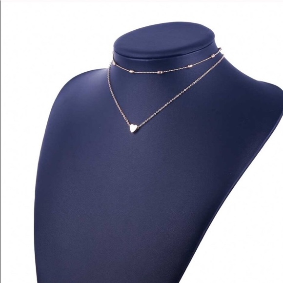 2 Layer heart necklace choker - Picture 3 of 4